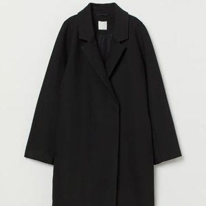 h&m calf length coat  black